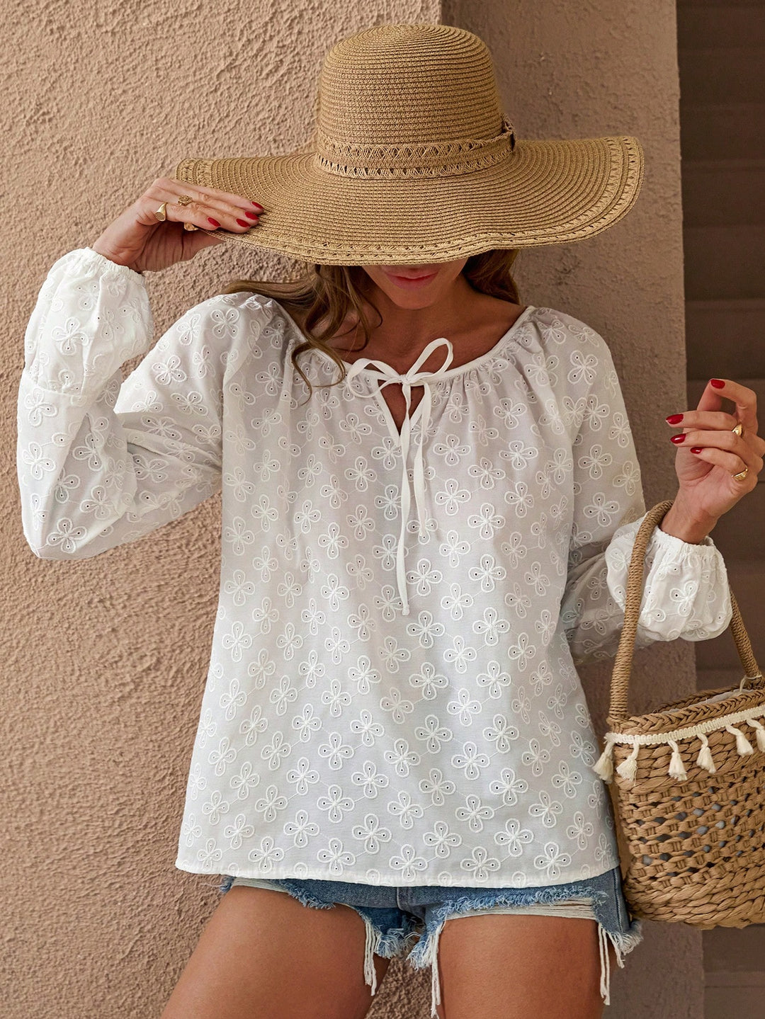 Bluza cu maneci lungi SHEIN, alb