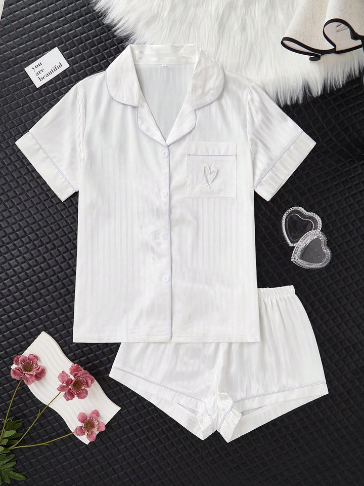 Compleu pijamale SHEIN, alb
