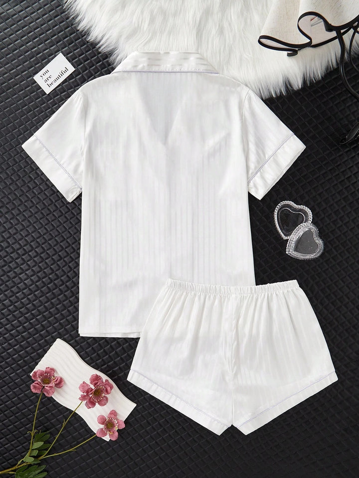 Compleu pijamale SHEIN, alb