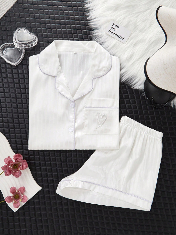 Compleu pijamale SHEIN, alb