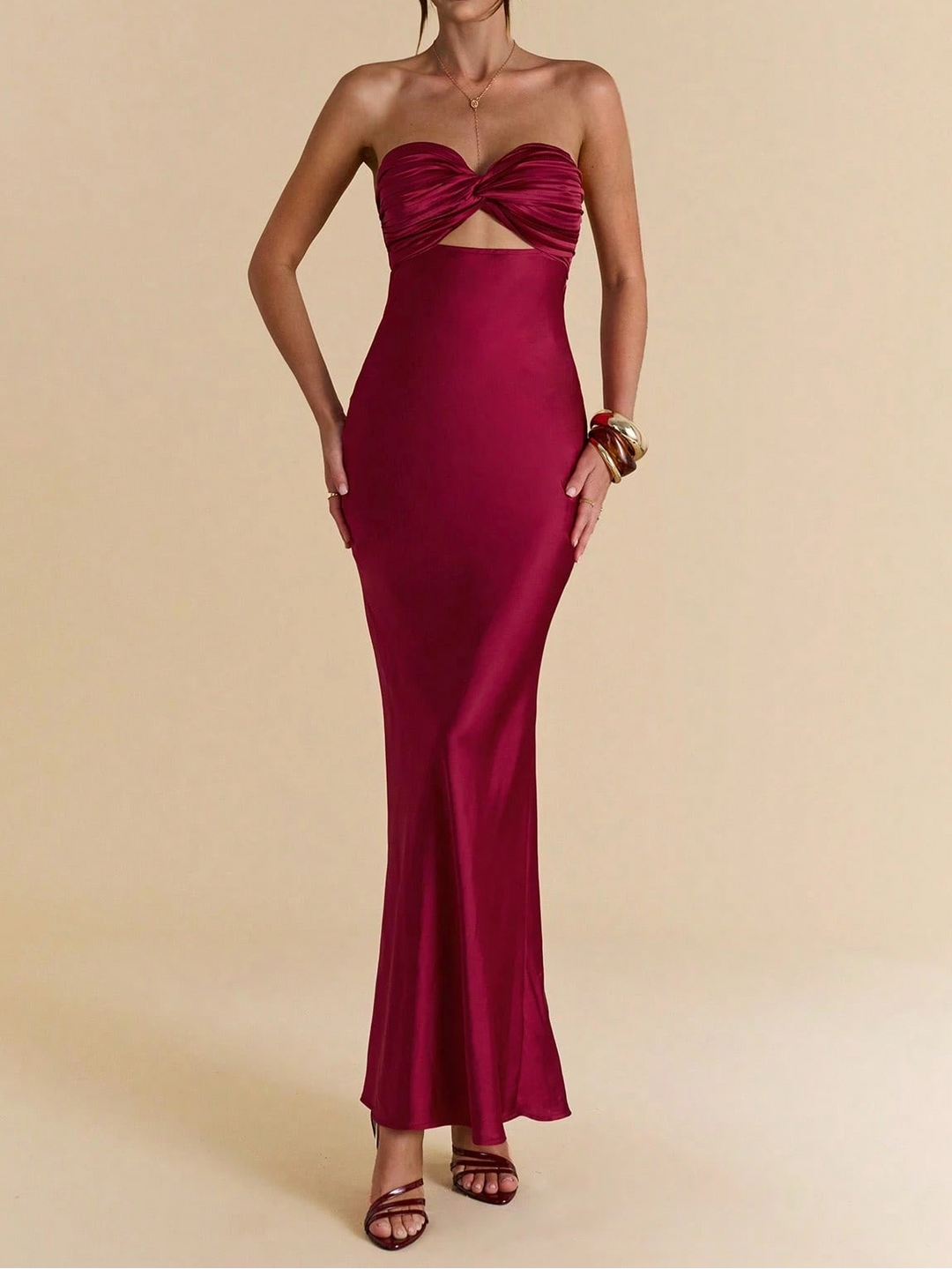 SHEIN bordó maxi ruha