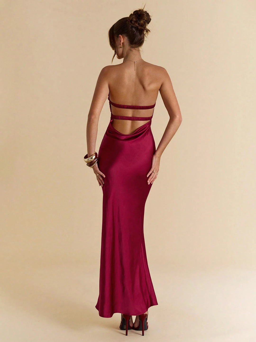 SHEIN bordó maxi ruha