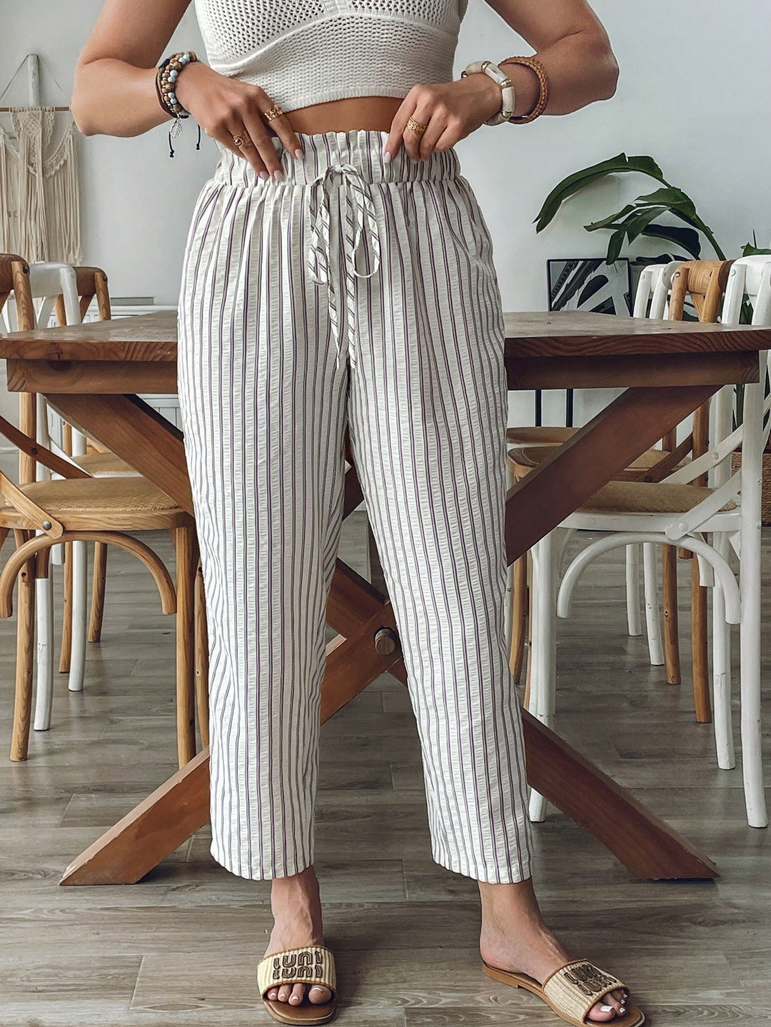 Pantaloni SHEIN, alb