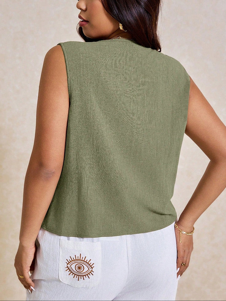 Cămașă cu mânecă scurta Shein Curve+, verde