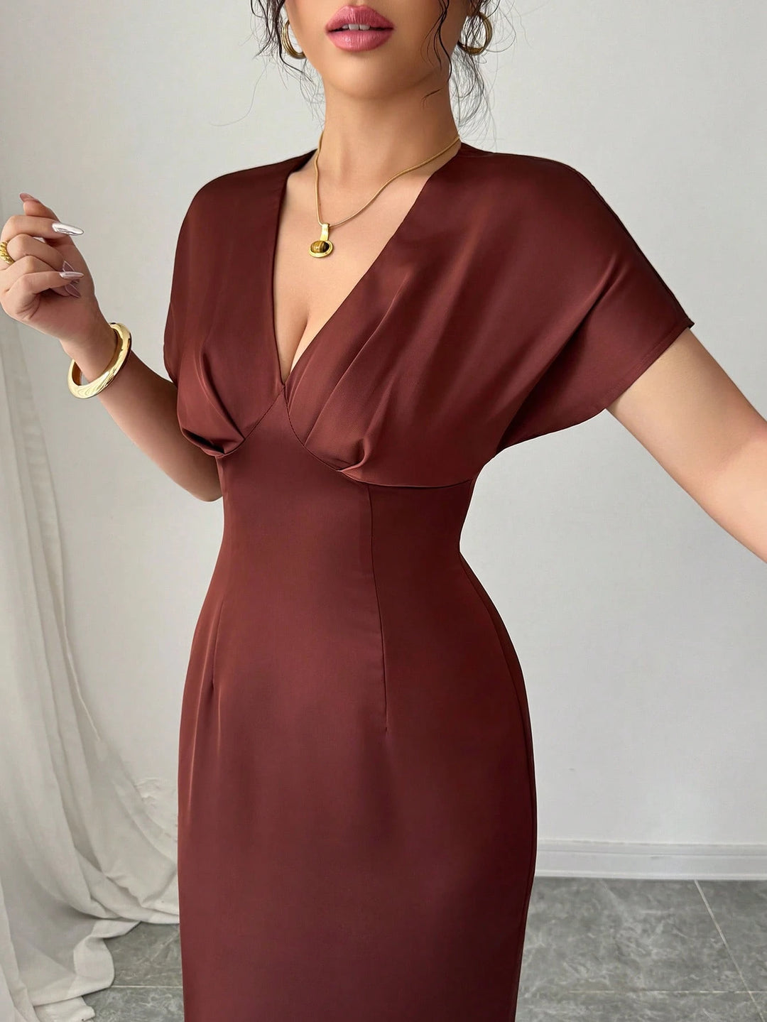 Rochie maxi SHEIN, maro