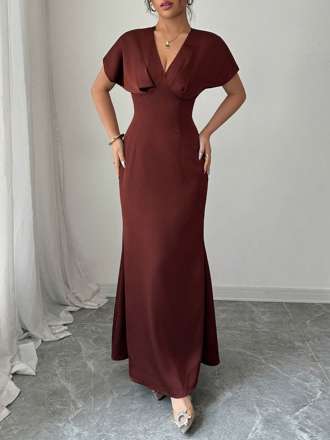 Rochie maxi SHEIN, maro