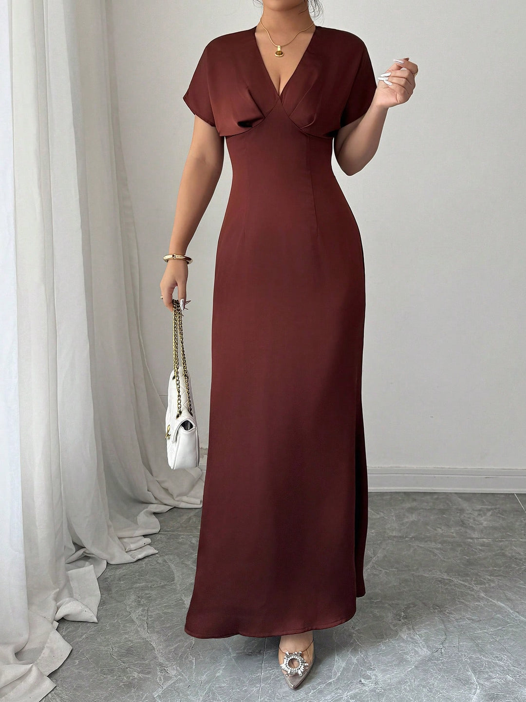 Rochie maxi SHEIN, maro
