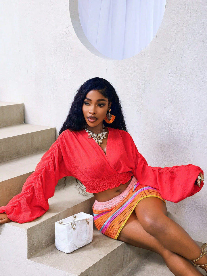 SHEIN piros crop top