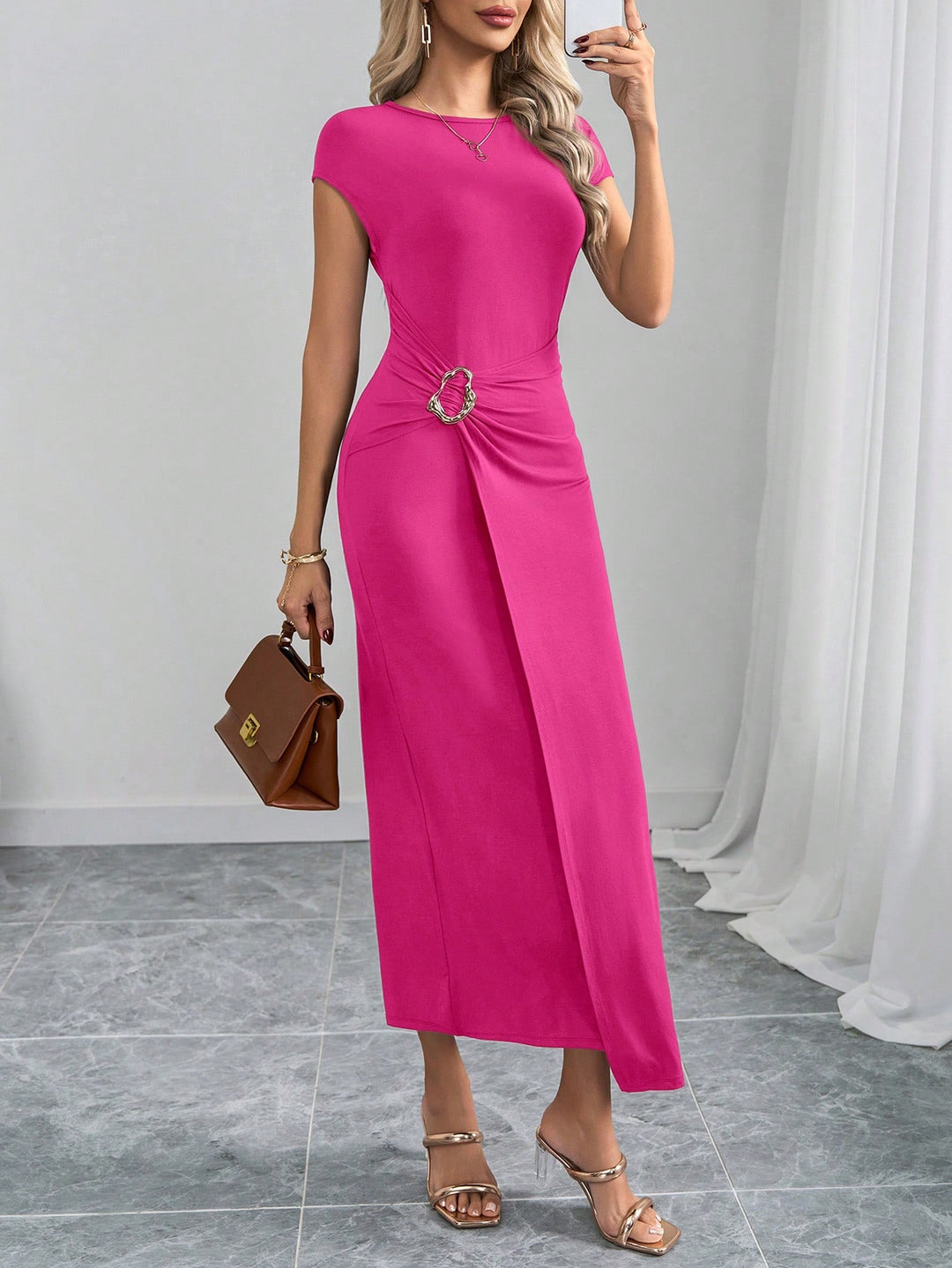 Shein midi dress, pink