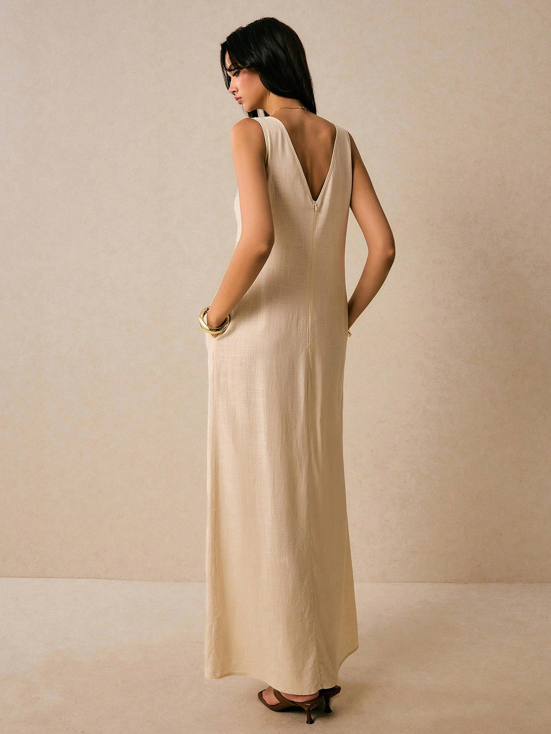 Rochie maxi SHEIN, bej