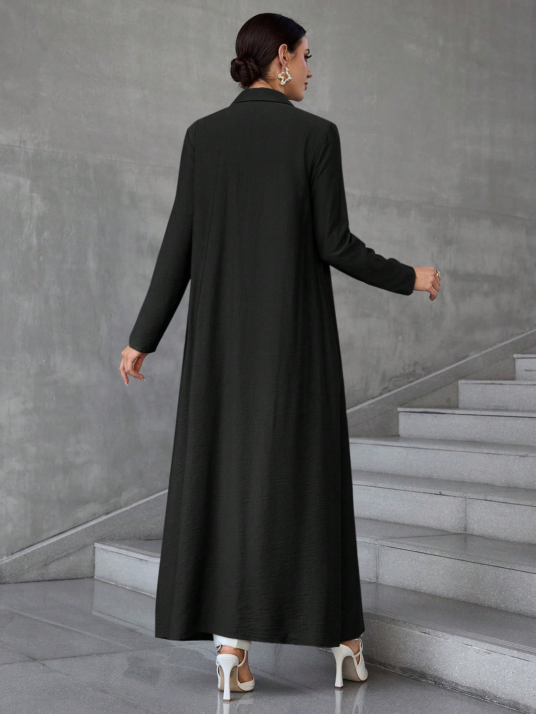 Cardigan lung SHEIN, negru