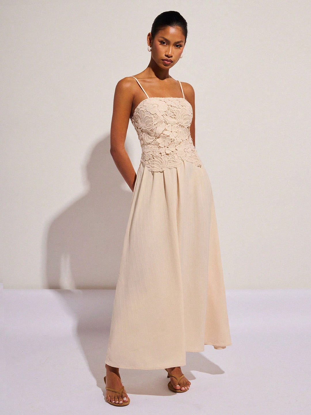 Rochie maxi SHEIN, crem