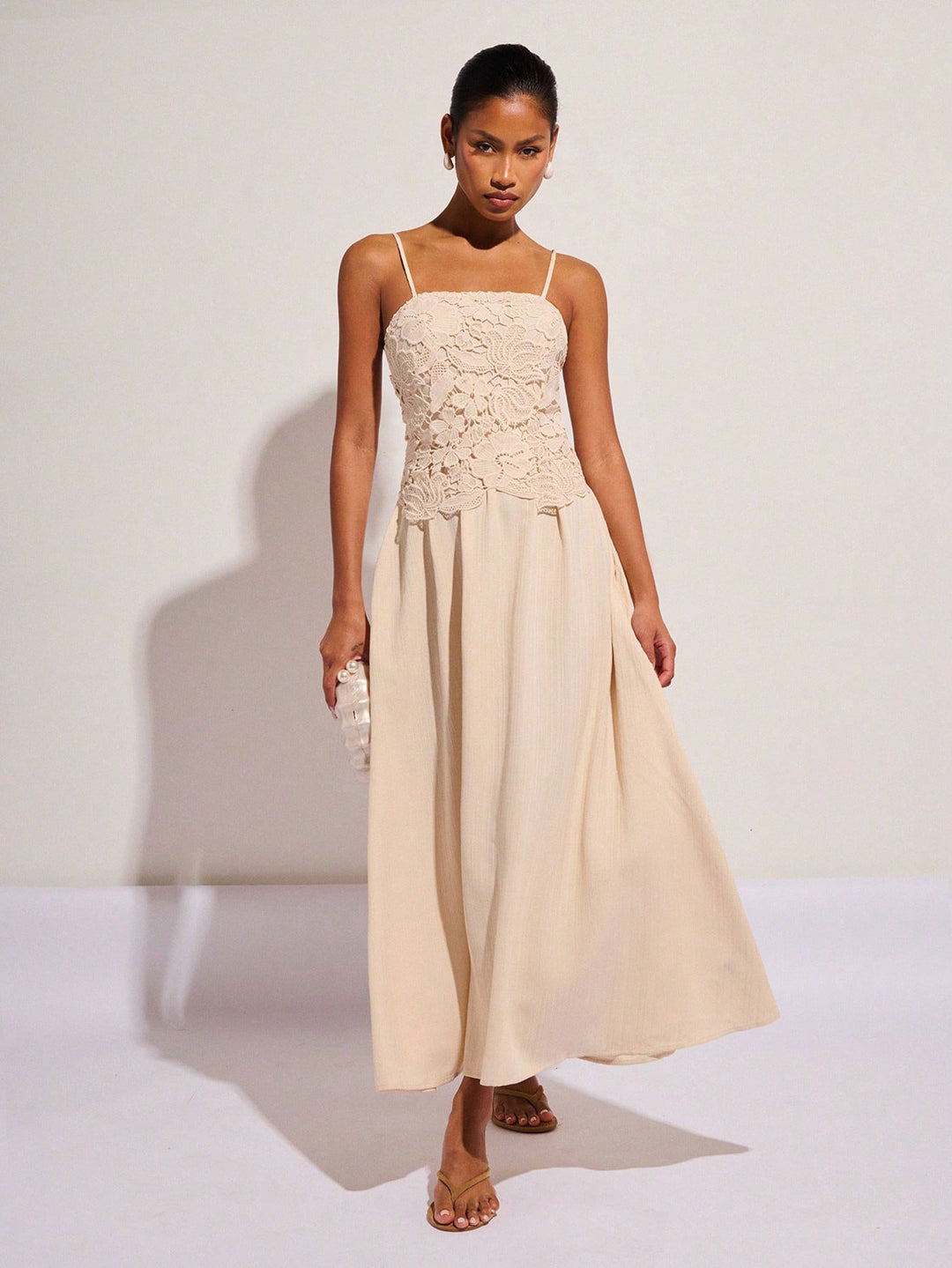 Rochie maxi SHEIN, crem
