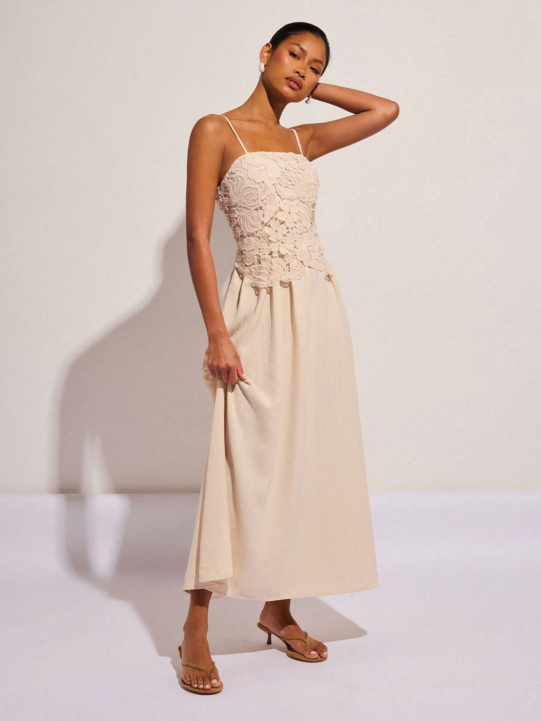 Rochie maxi SHEIN, crem