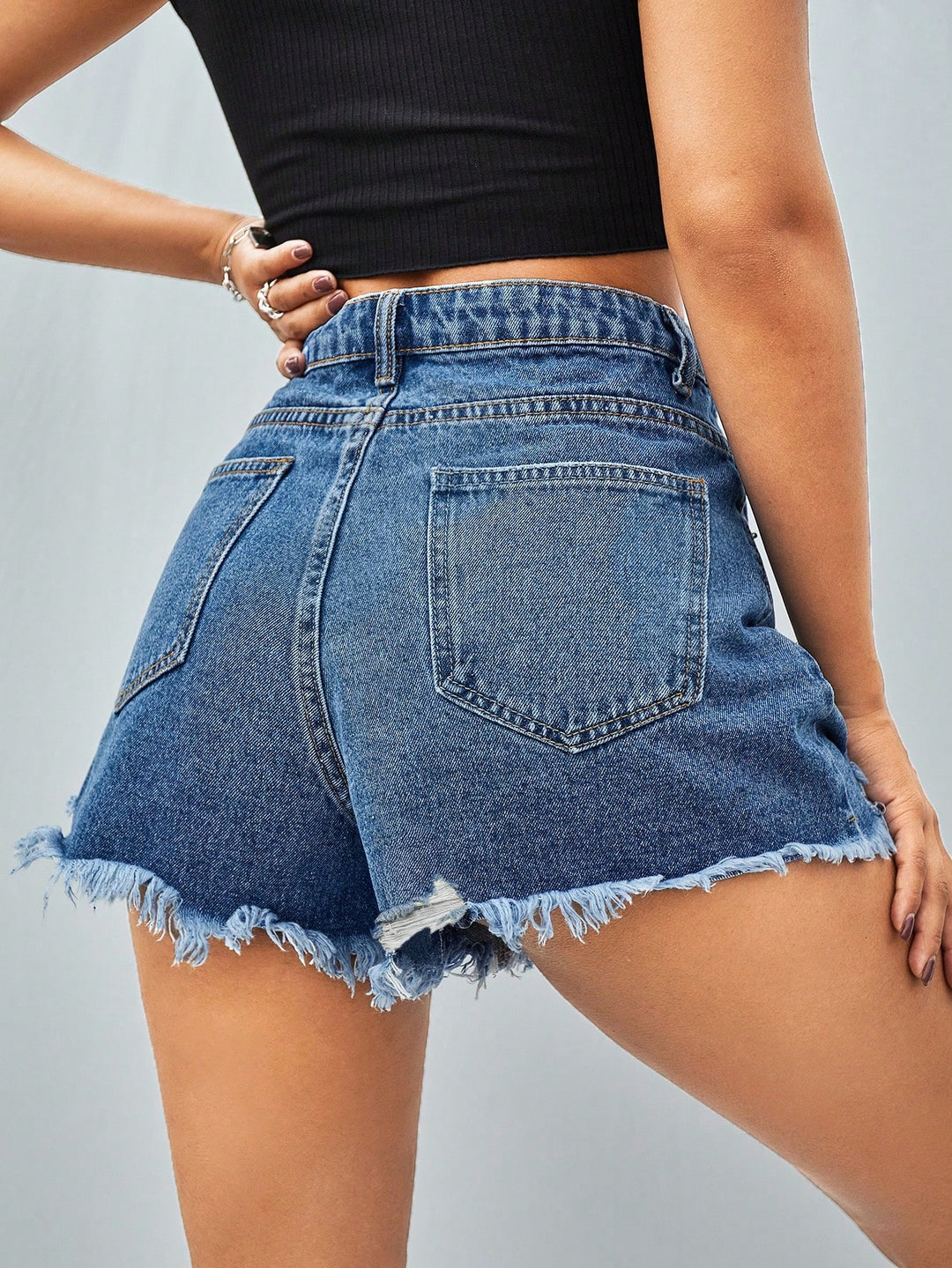 Pantaloni scurți de blugi SHEIN, albastru