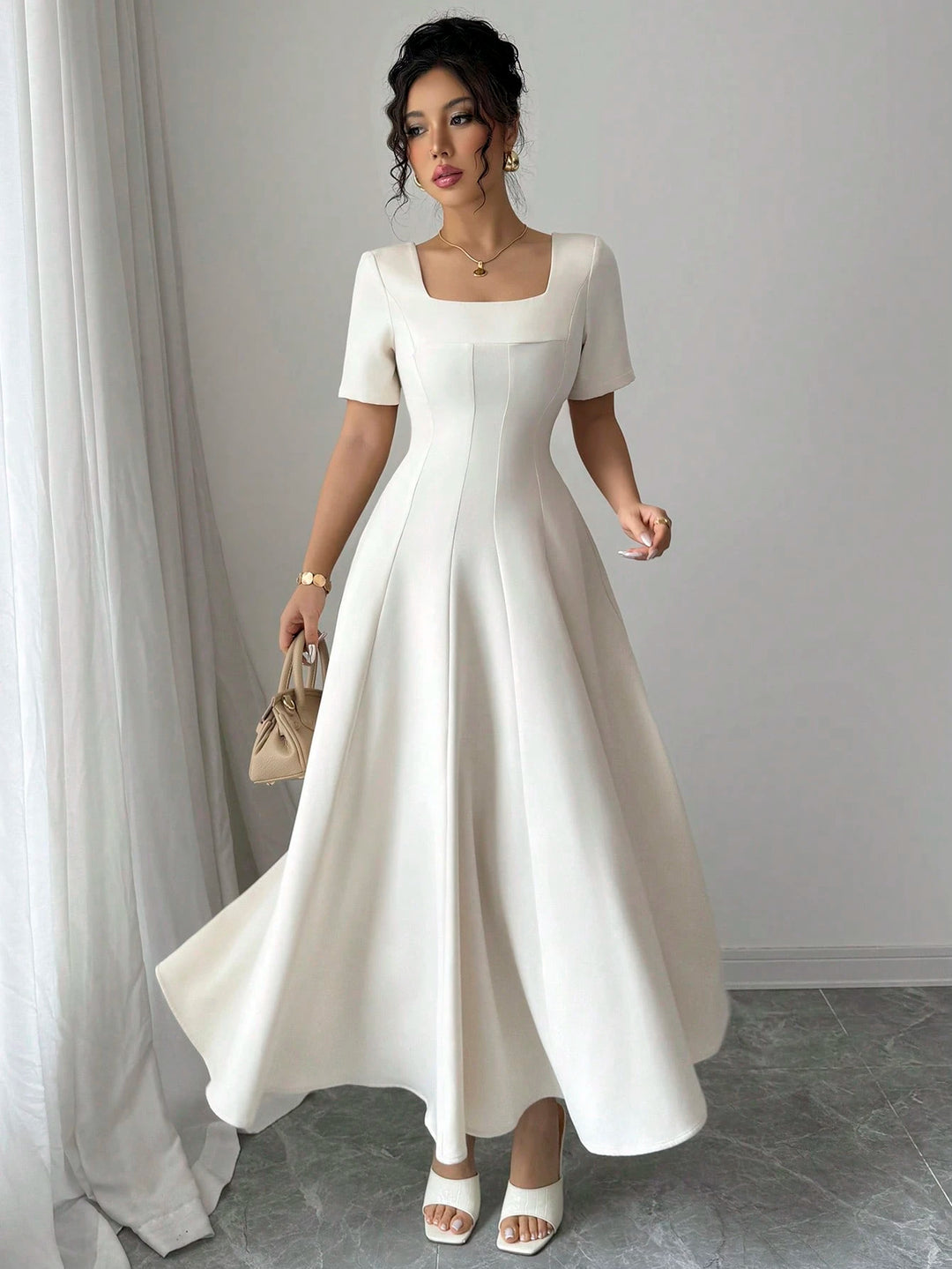 Rochie maxi SHEIN, crem
