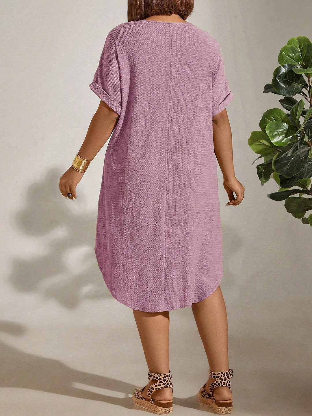 Shein Curve+ midiruha, rózsaszín