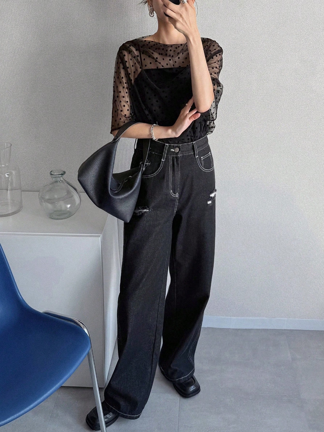 Top SHEIN, negru