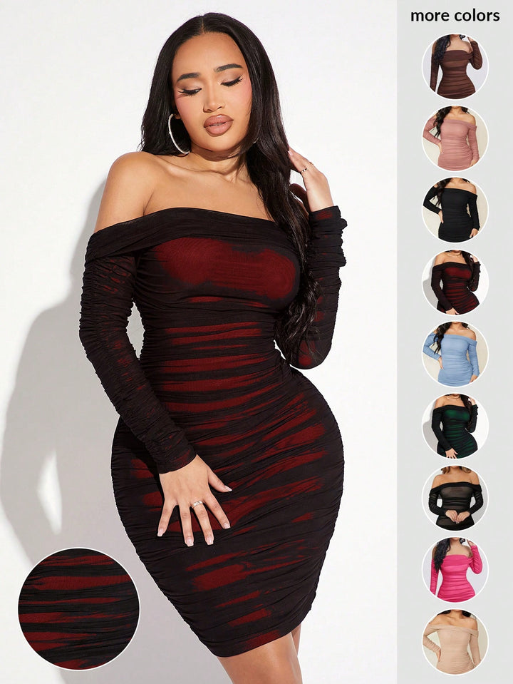 SHEIN bordó midiruha