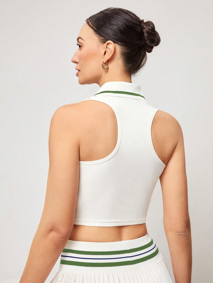 SHEIN sportos galléros póló, bézs