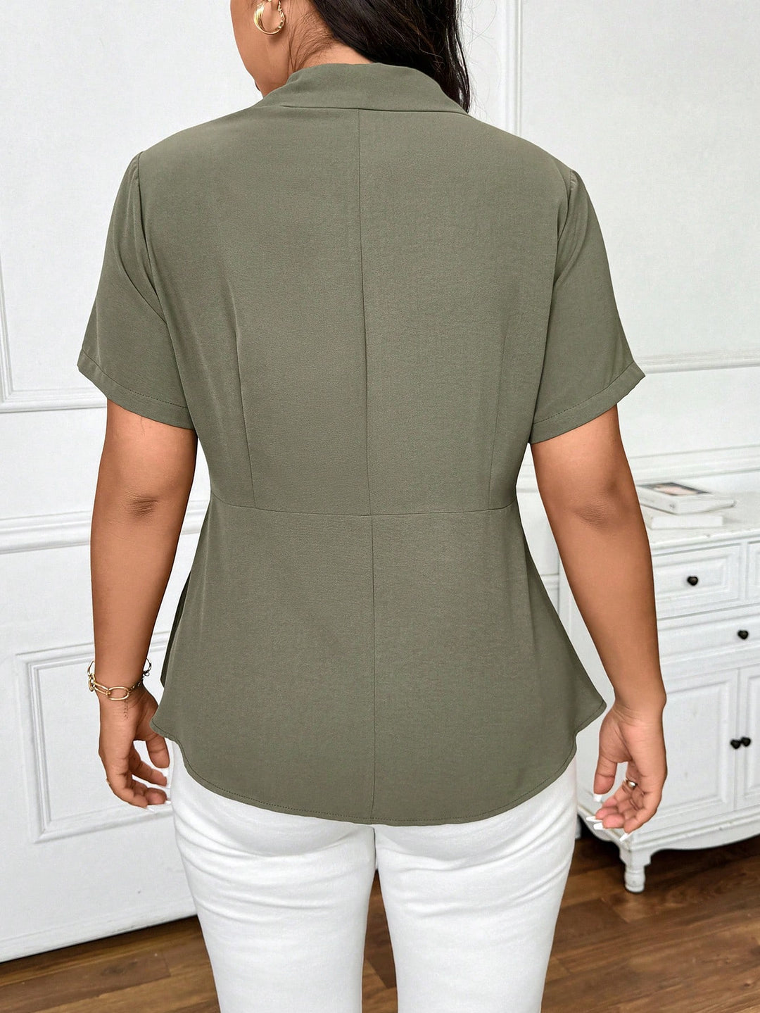 Shein Curve+ rövid ujjú póló, zöld