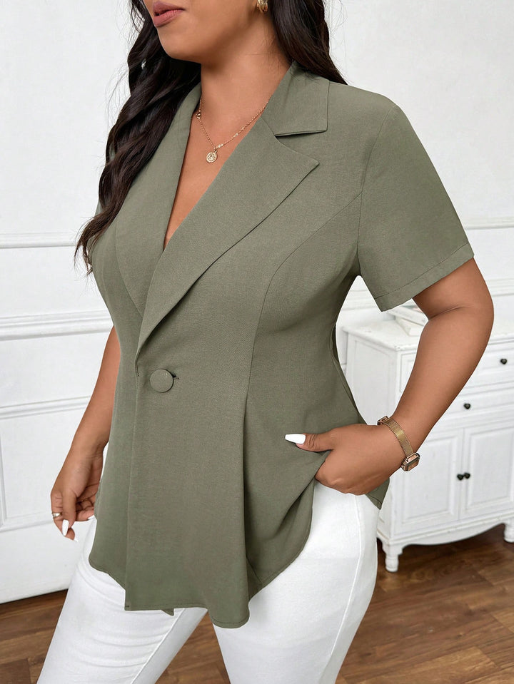 Shein Curve+ rövid ujjú póló, zöld