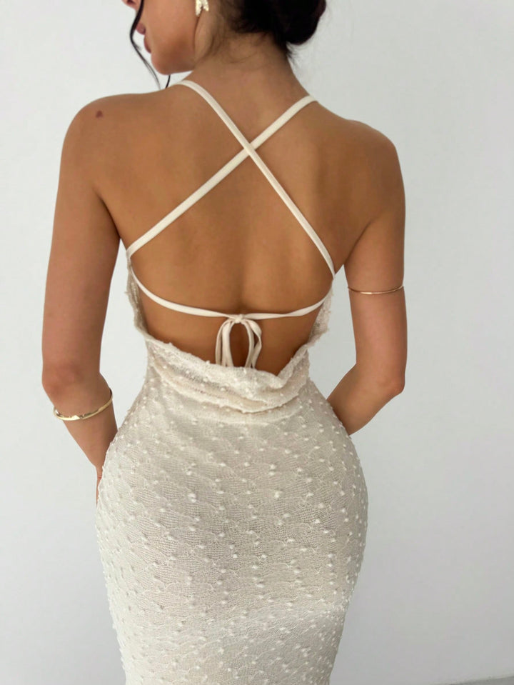 SHEIN midi ruha, krém