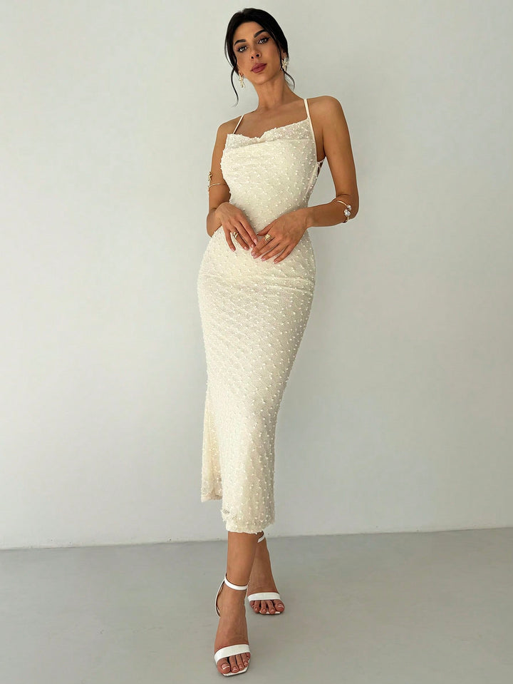 SHEIN midi ruha, krém