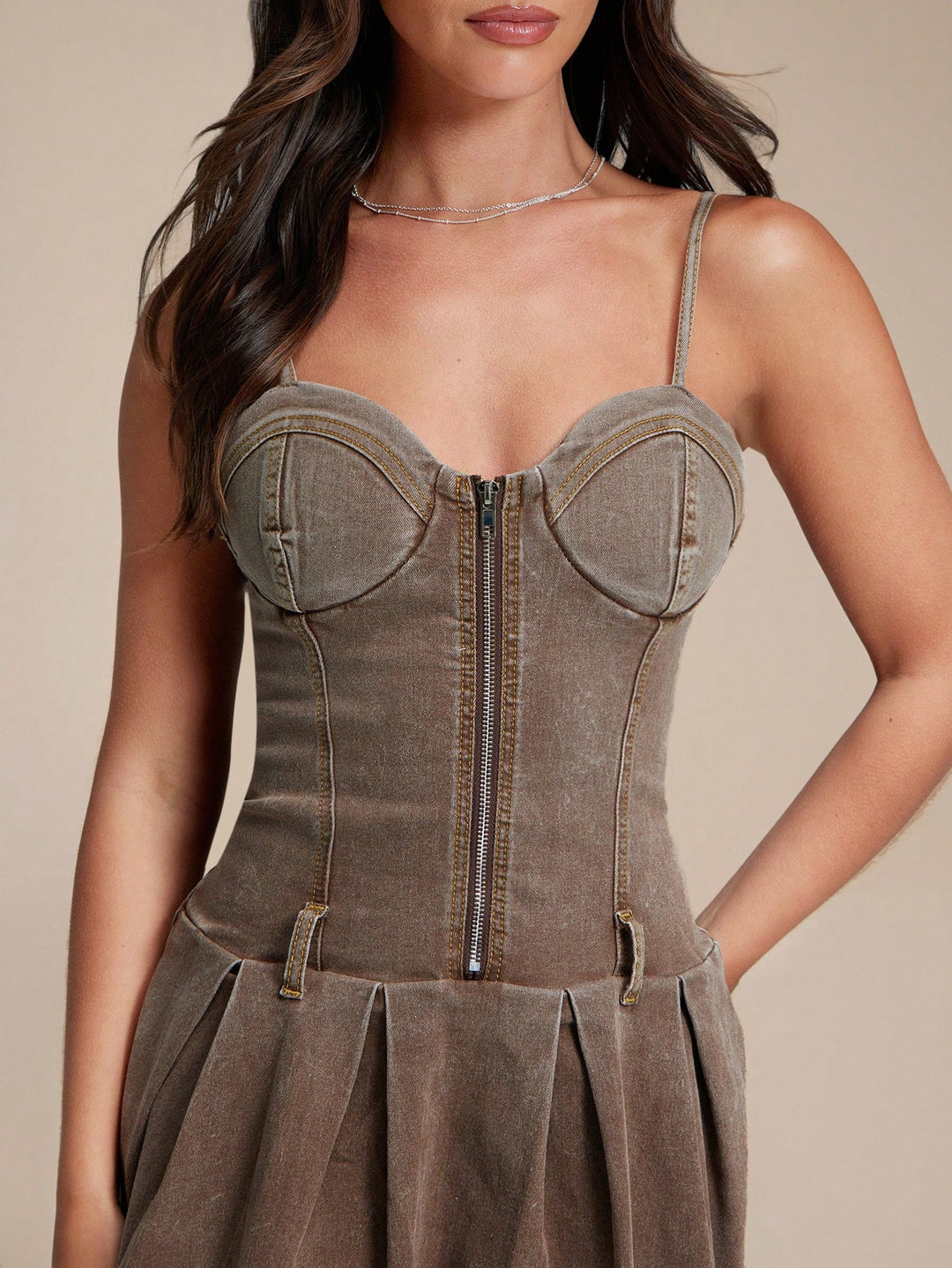 SHEIN mini ruha, khaki