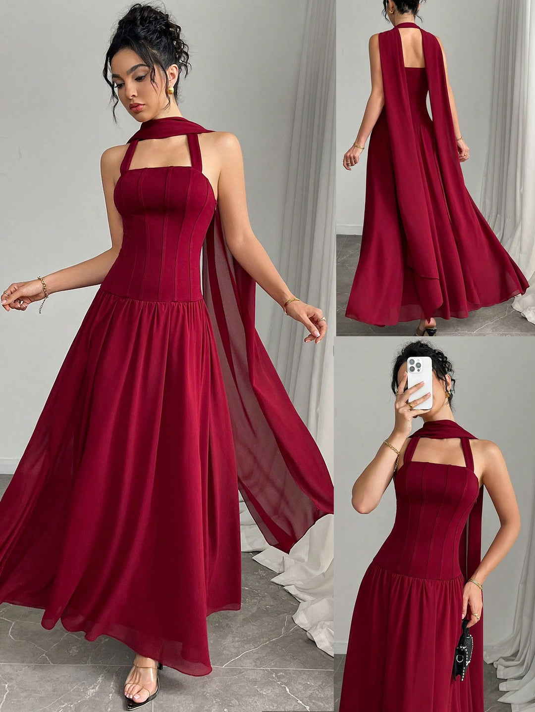 Rochie maxi SHEIN, vișiniu