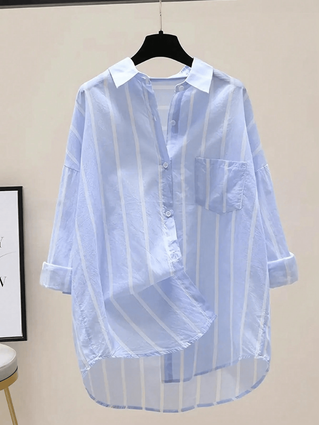 Bluza casual cu mâneci lungi SHEIN, albastru