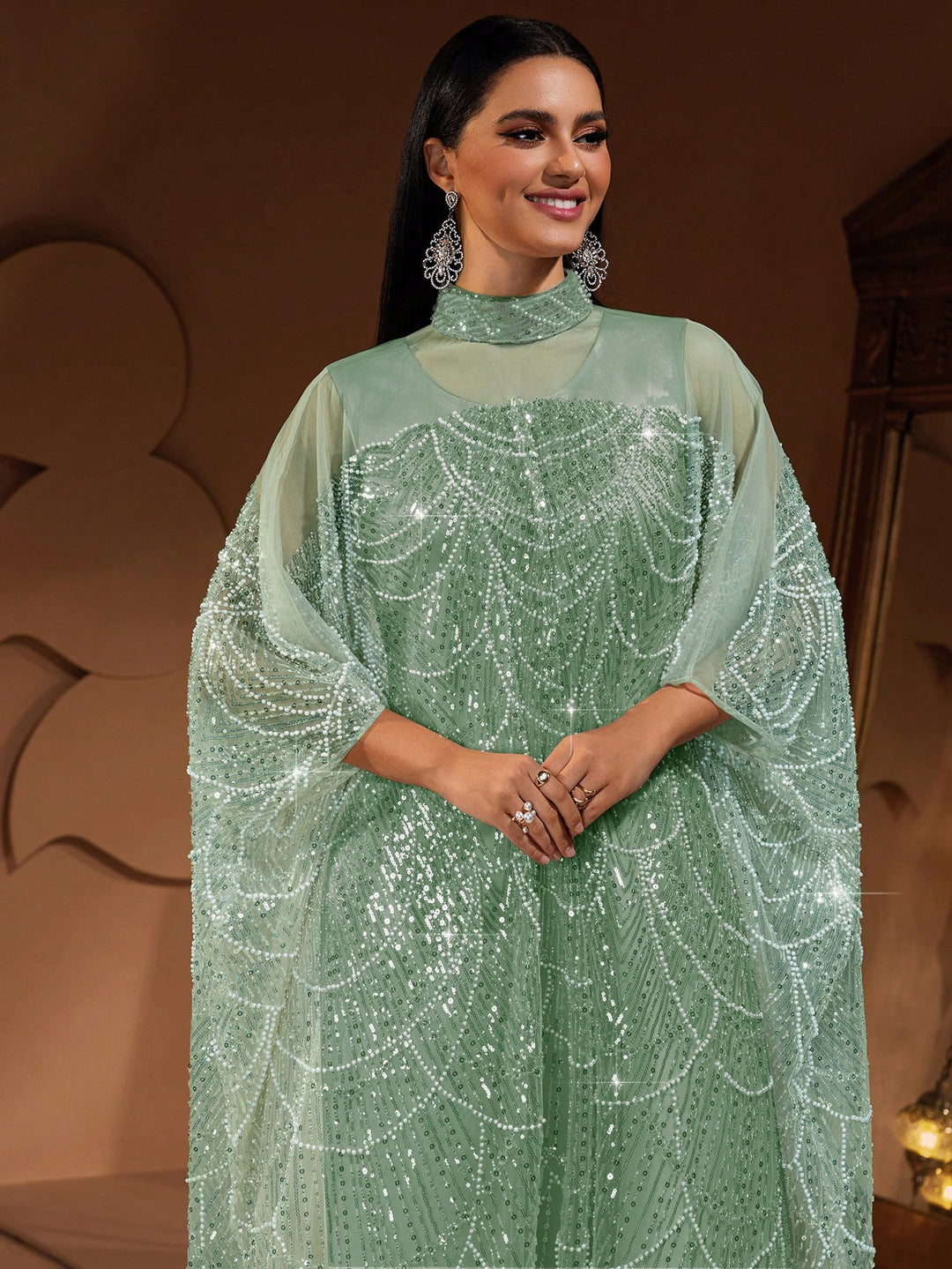 Set caftan și jalabiya SHEIN, verde