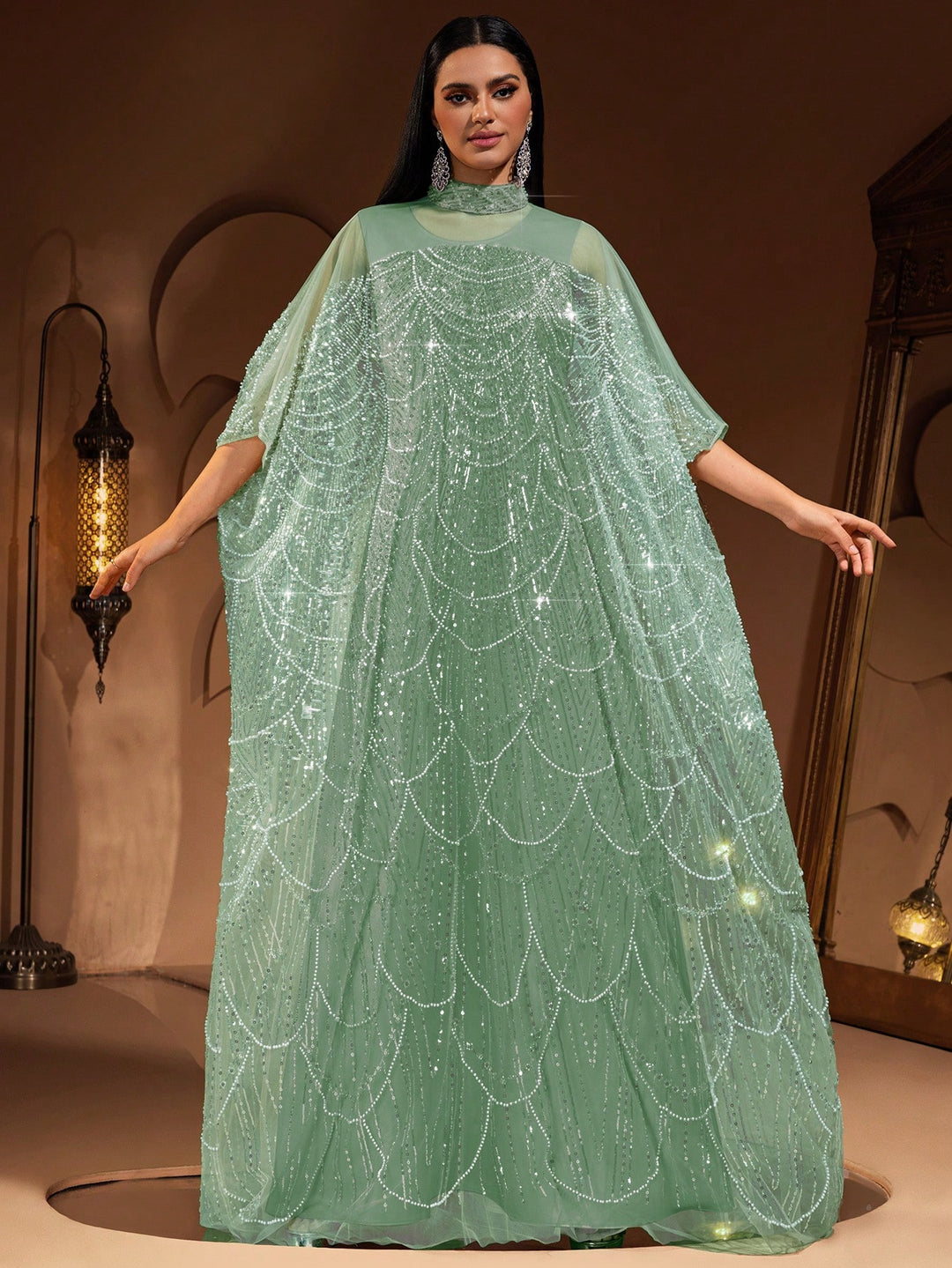 Set caftan și jalabiya SHEIN, verde