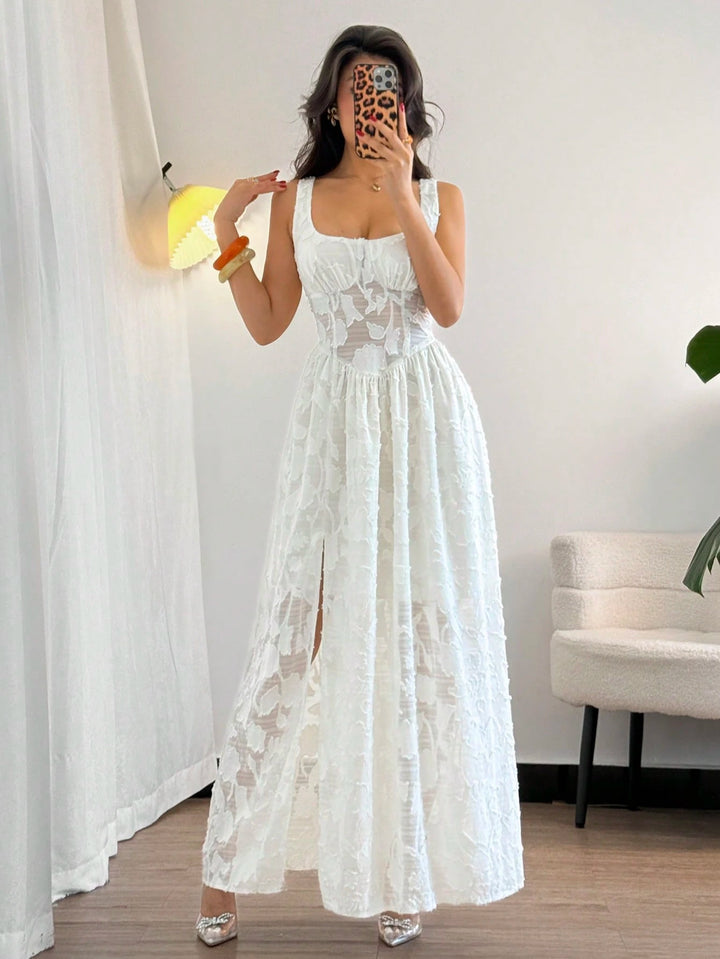 Rochie maxi SHEIN, crem