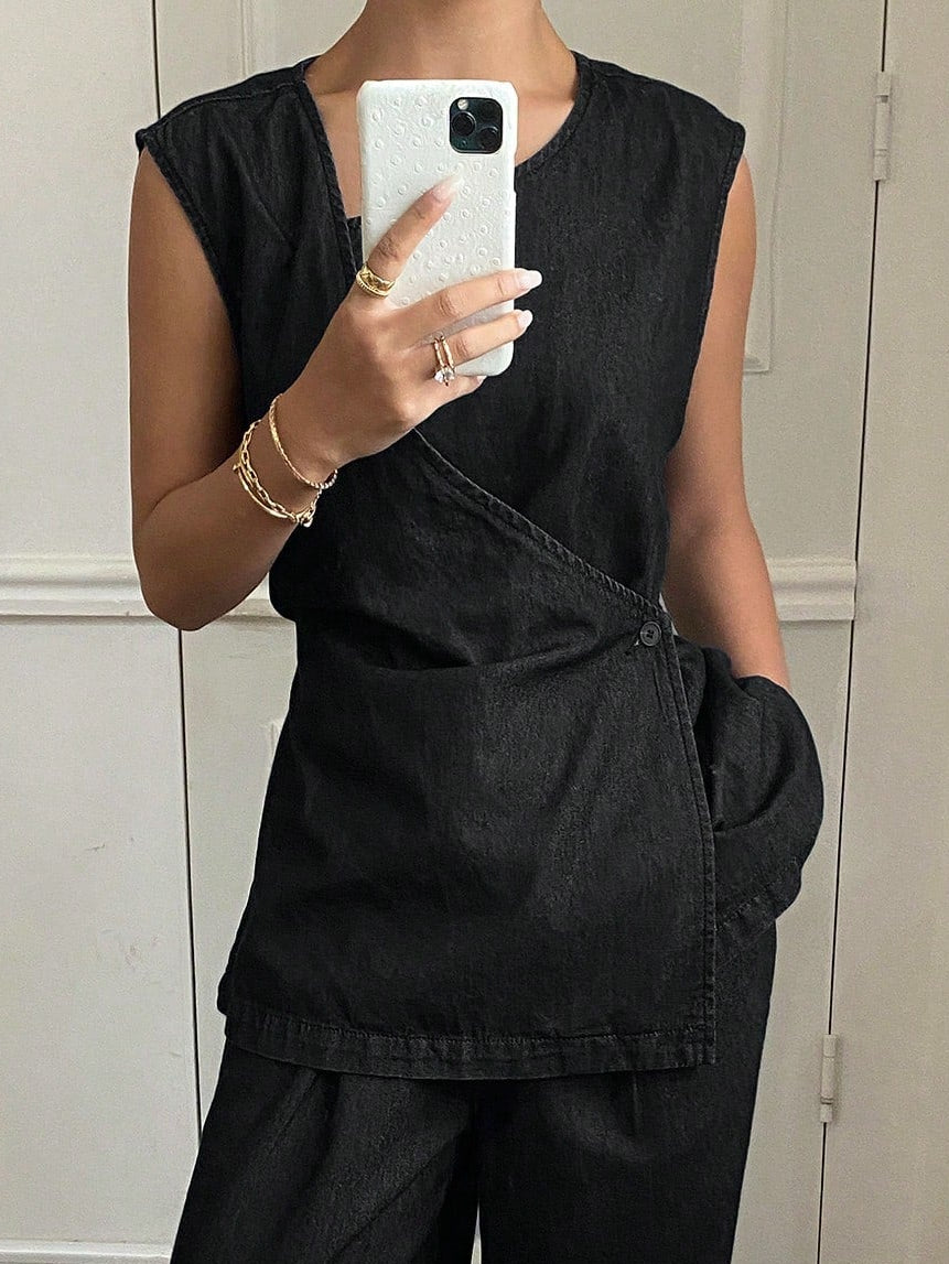 SHEIN mellény, fekete