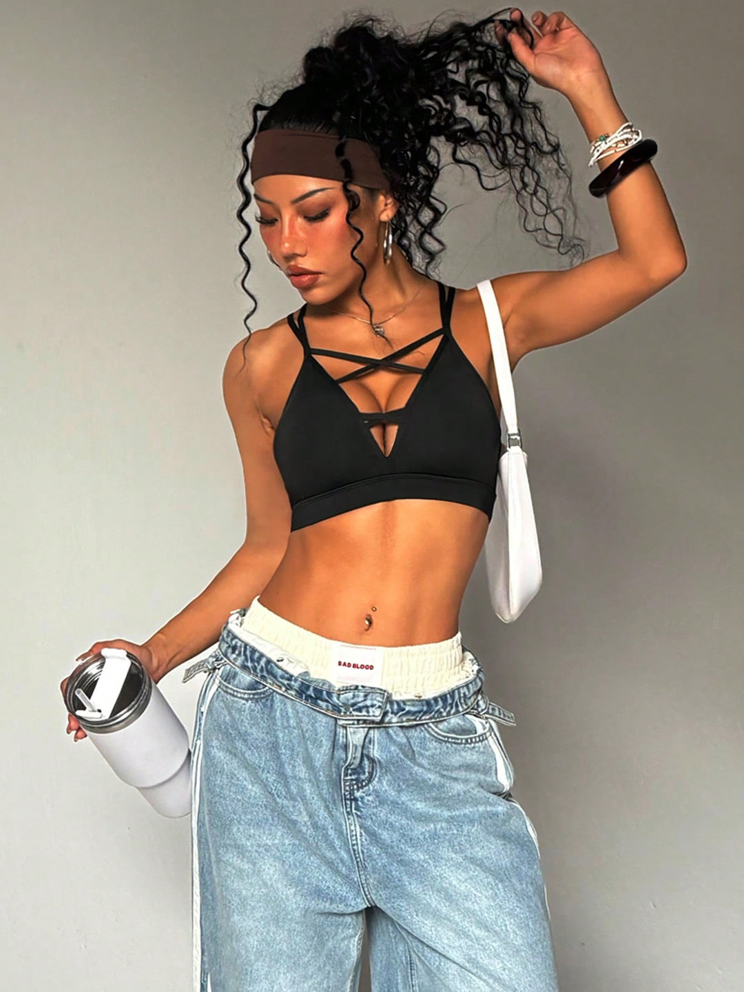 Bustieră sport SHEIN, negru
