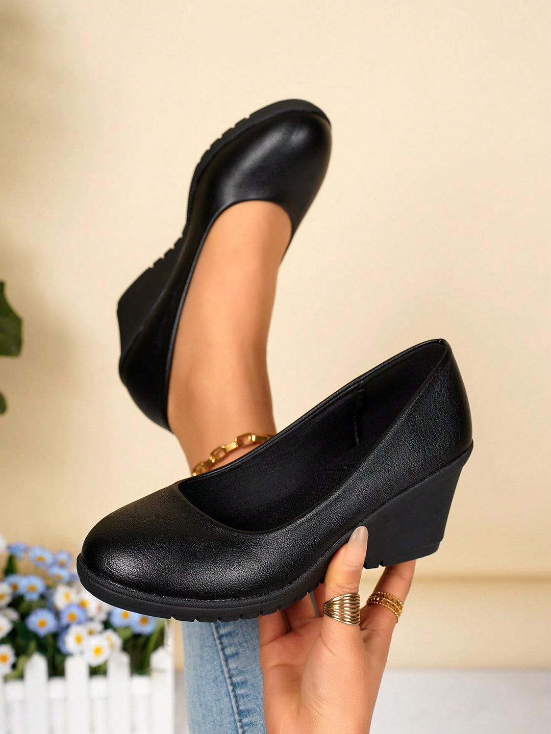Pantofi SHEIN, fekete
