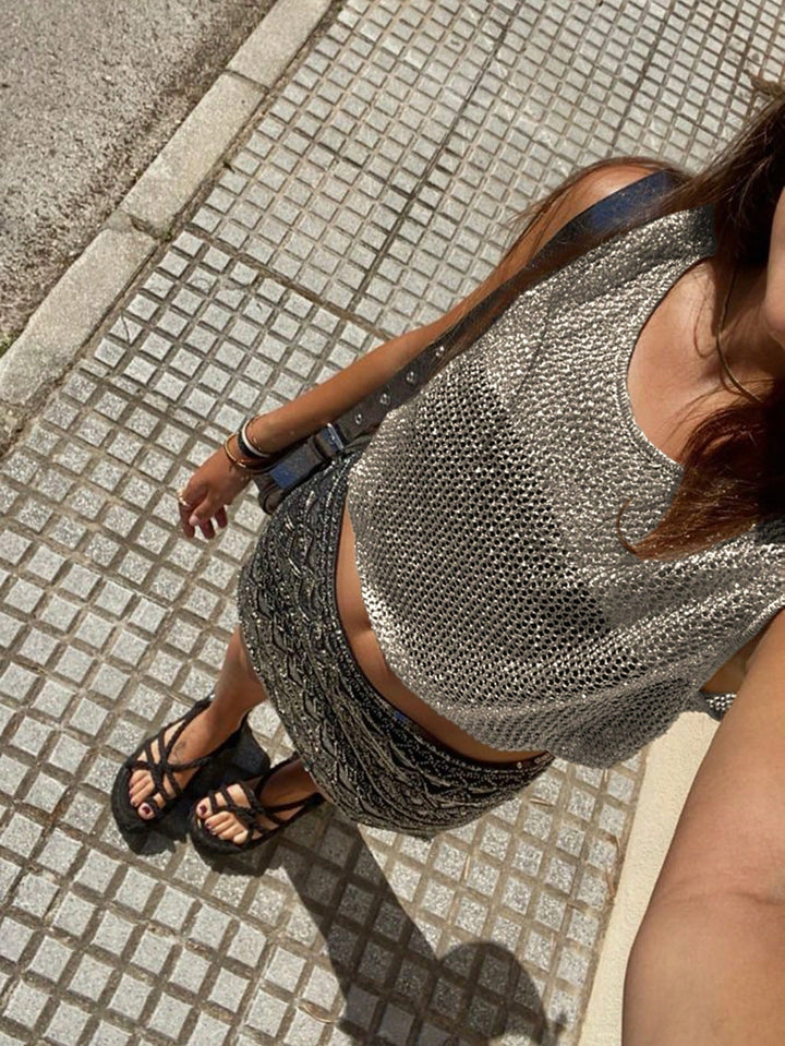 SHEIN ezüst strandkendő