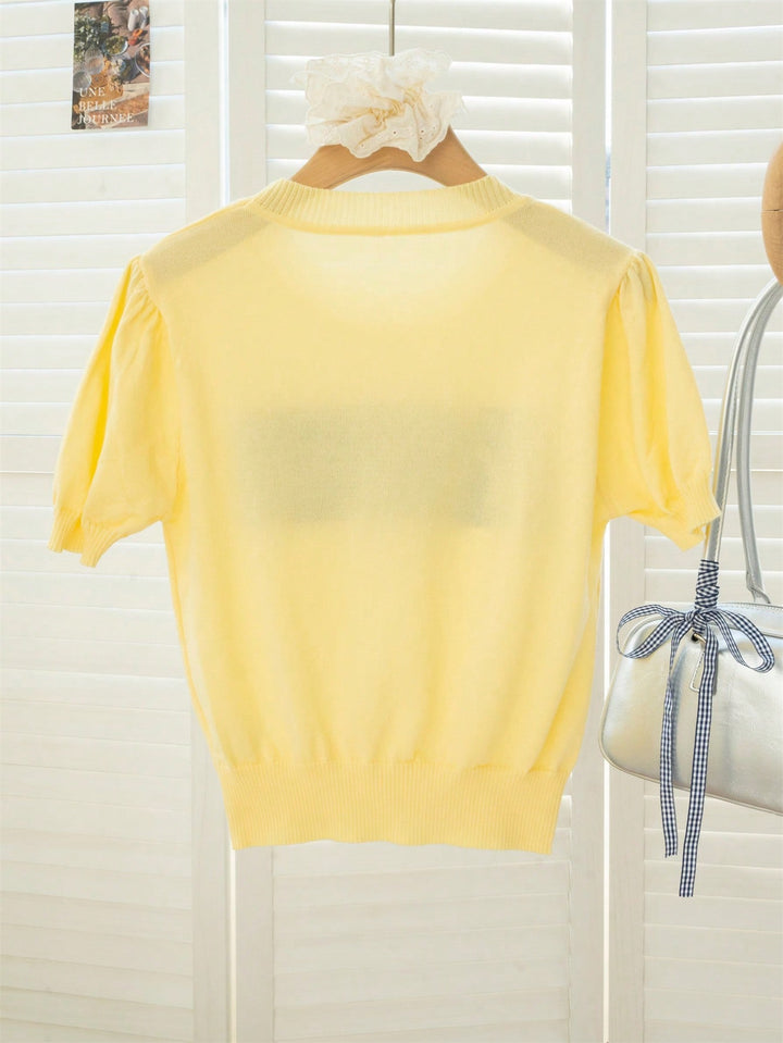 Tricou tricotat SHEIN, galben