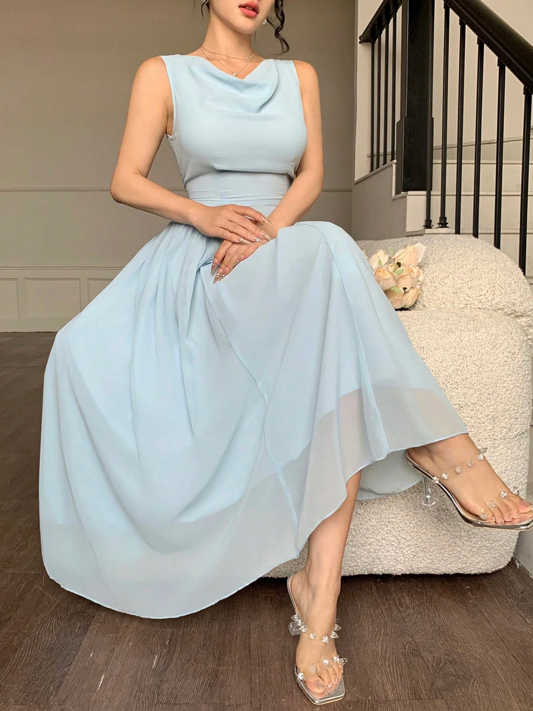 SHEIN maxi ruha, kék