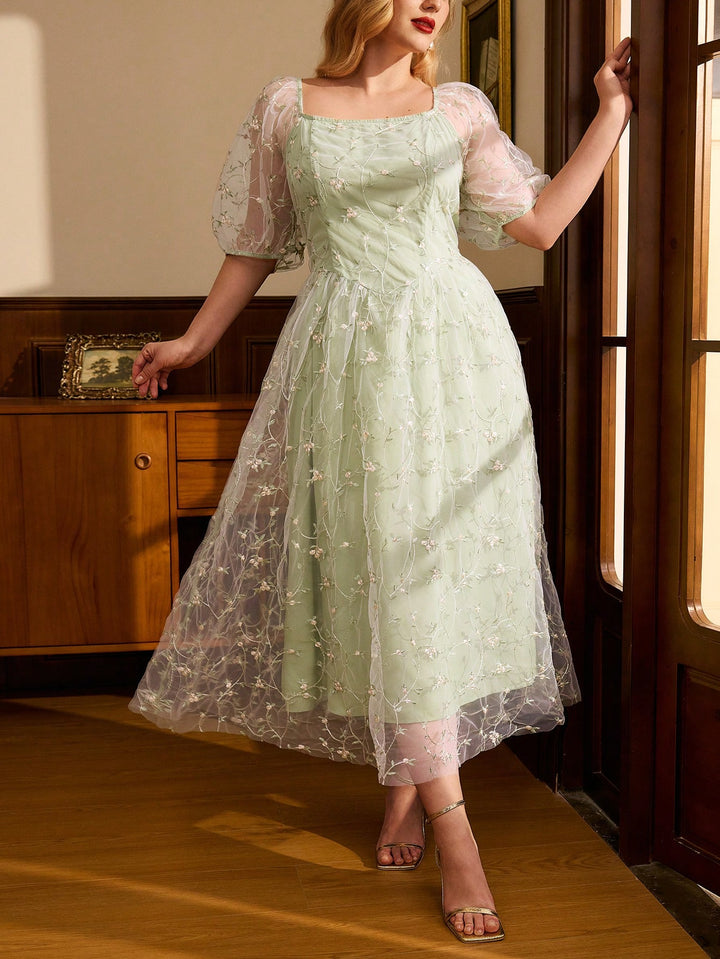 Rochie maxi Shein Curve+, verde
