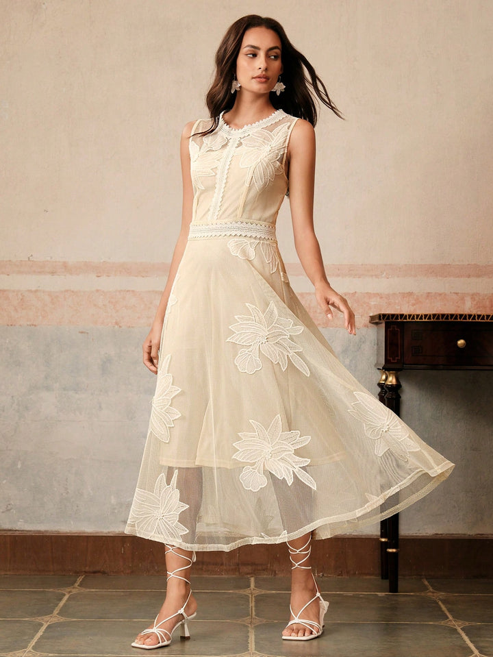 SHEIN, krém midi ruha