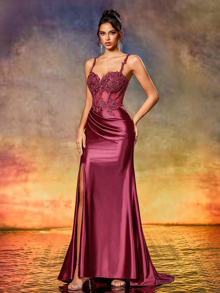 SHEIN maxi ruha, bordó