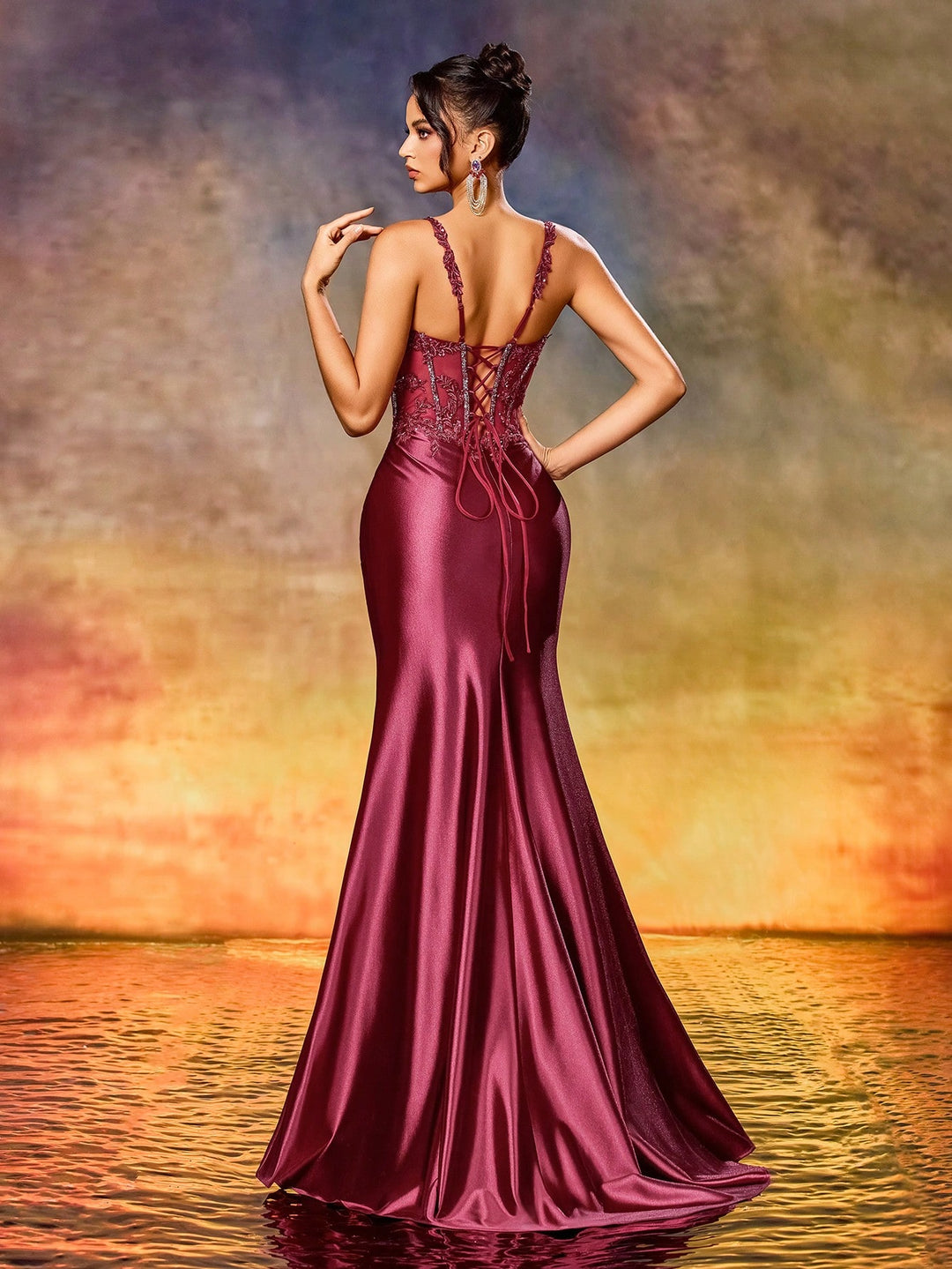 SHEIN maxi ruha, bordó