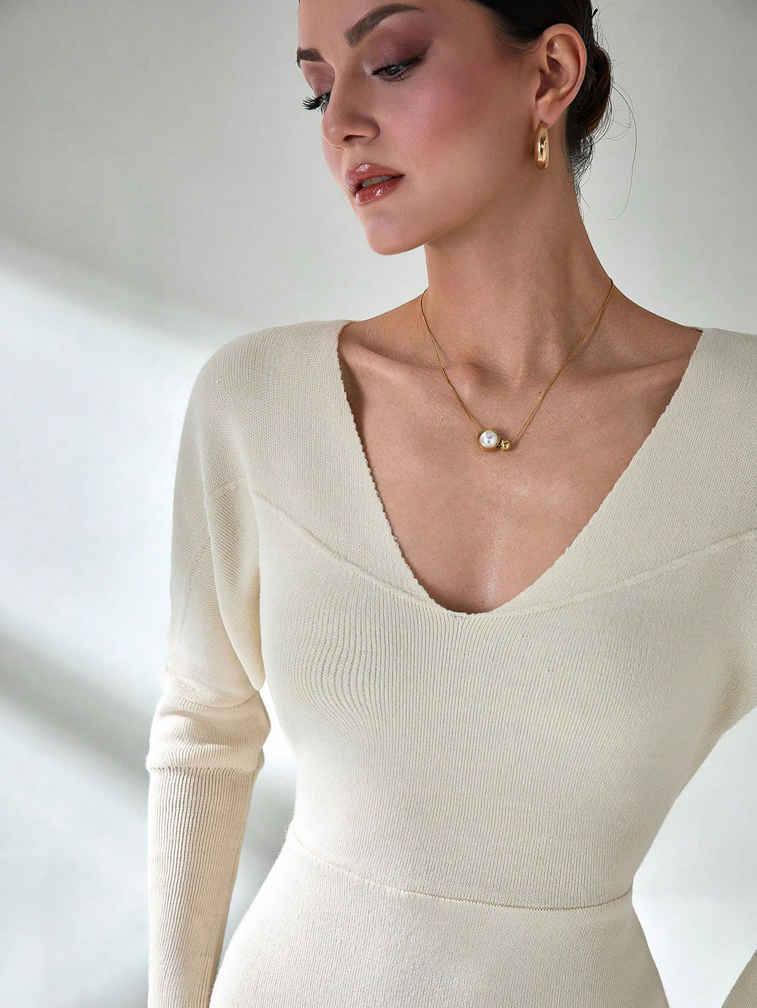 SHEIN maxi ruha, krémszínű