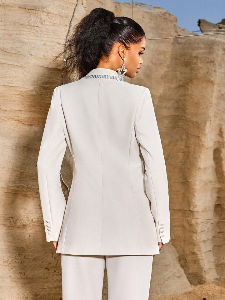 Set de blazer și pantaloni SHEIN, portocaliu