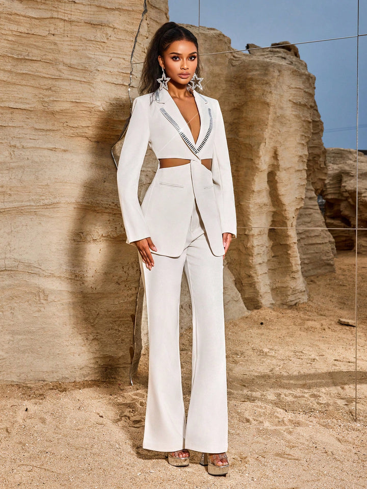 Set de blazer și pantaloni SHEIN, portocaliu