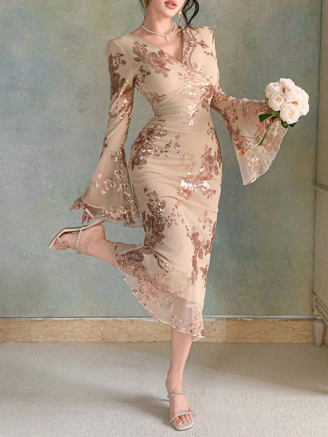 Rochie maxi SHEIN, kaki