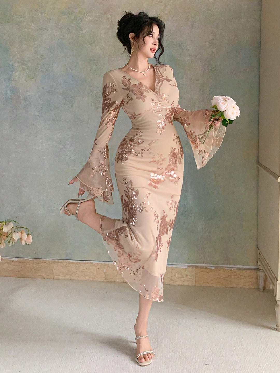 Rochie maxi SHEIN, kaki