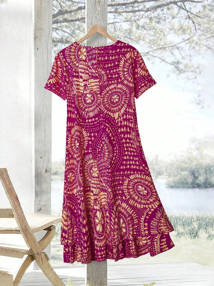Shein Curve+ rózsaszín midi ruha